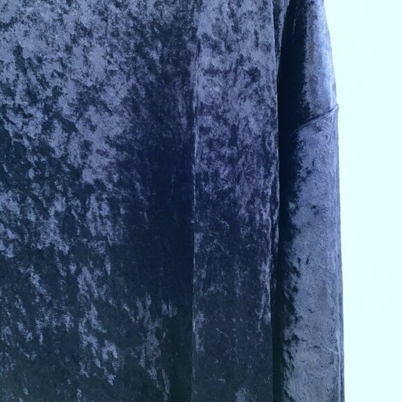 Vintage Women's Top 2X Crushed Blue Velvet Cotton Blend Made in USA Gothic L/S - Picture 9 of 11